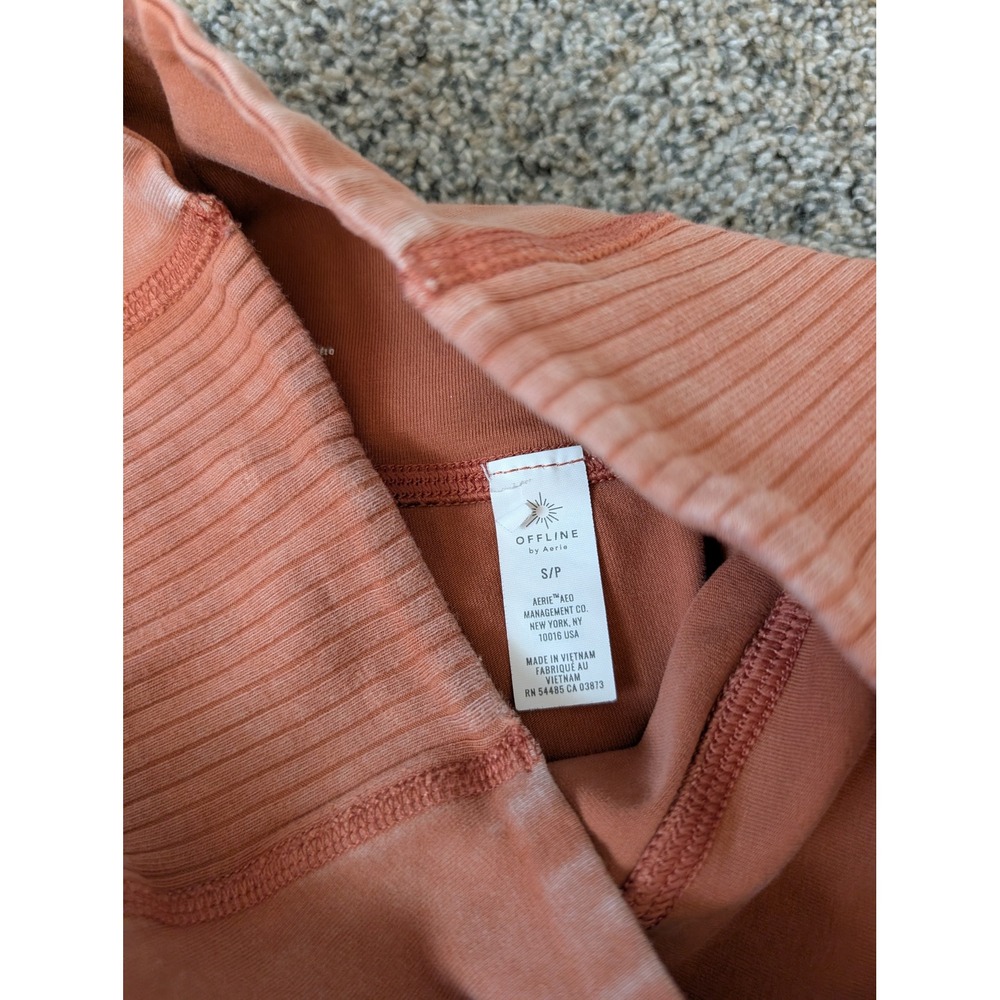 OFFLINE by Aerie OG Bike Shorts High Rise Ribbed Side Pockets Clay Orange S - Picture 4 of 5